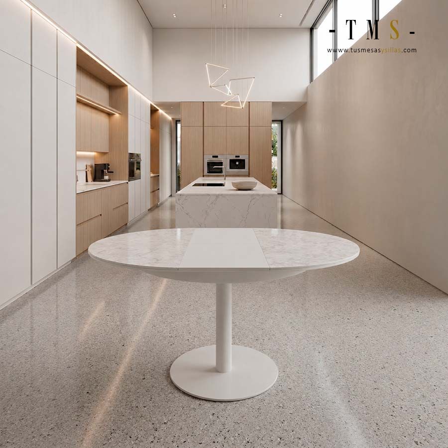 Table centrale extensible, diamètre 90 cm Table centrale extensible, diamètre 90 cm