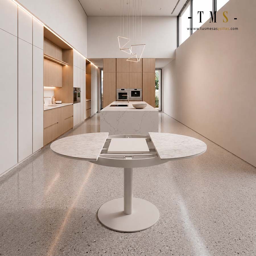 Table centrale extensible, diamètre 90 cm Table centrale extensible, diamètre 90 cm
