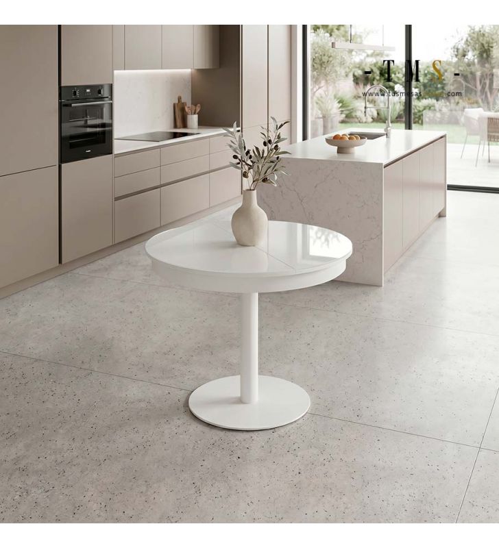 Table ronde extensible, diamètre 90 cm