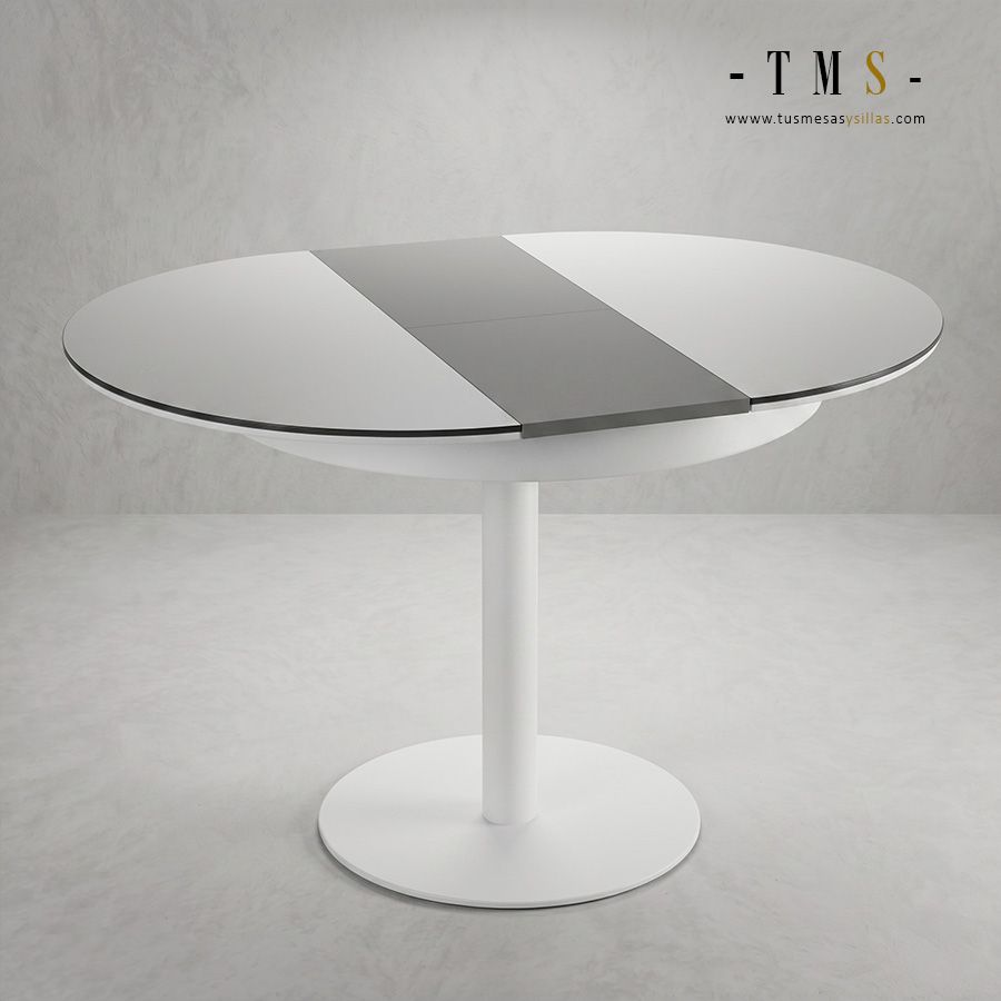 Table ronde centrale 90 cm, plateau en Formica et bois - 3 Table ronde centrale 90 cm, plateau en Formica et bois - 3