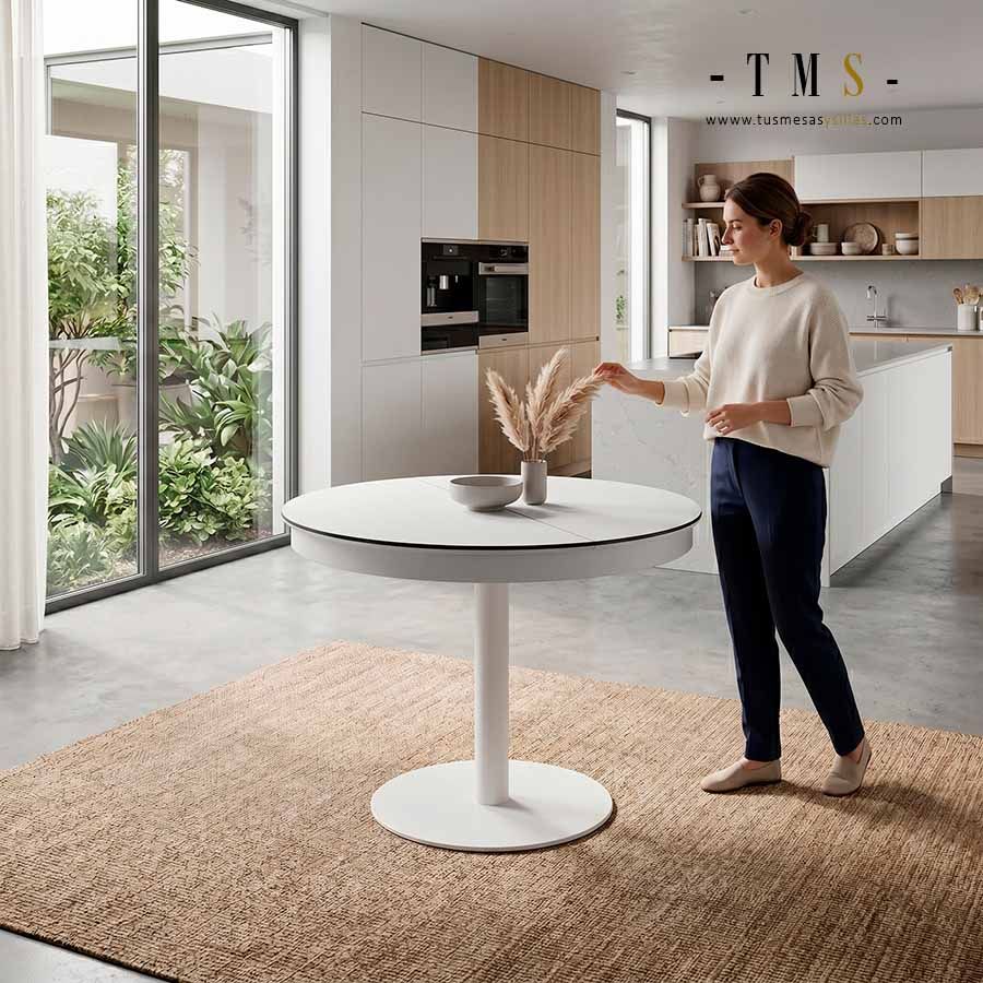 Mesa redonda Center 90 cm encimera en formica y madera - 3 Mesa redonda Center 90 cm encimera en formica y madera - 3
