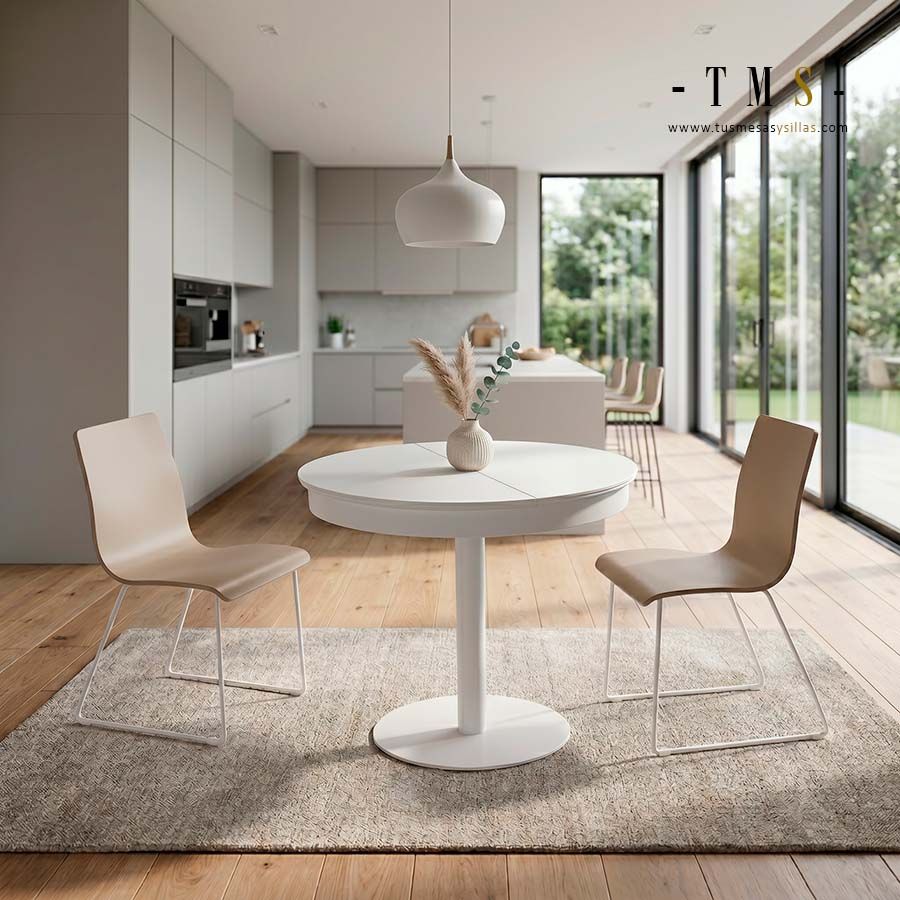 Mesa redonda Center 90 cm encimera en formica y madera - 3 Mesa redonda Center 90 cm encimera en formica y madera - 3