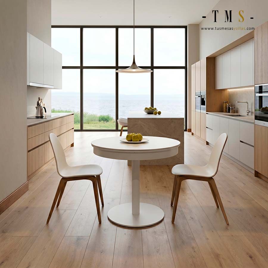 Mesa redonda Center 90 cm encimera en formica y madera - 3 Mesa redonda Center 90 cm encimera en formica y madera - 3