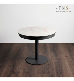 Mesa en porcelánico y pata de metal