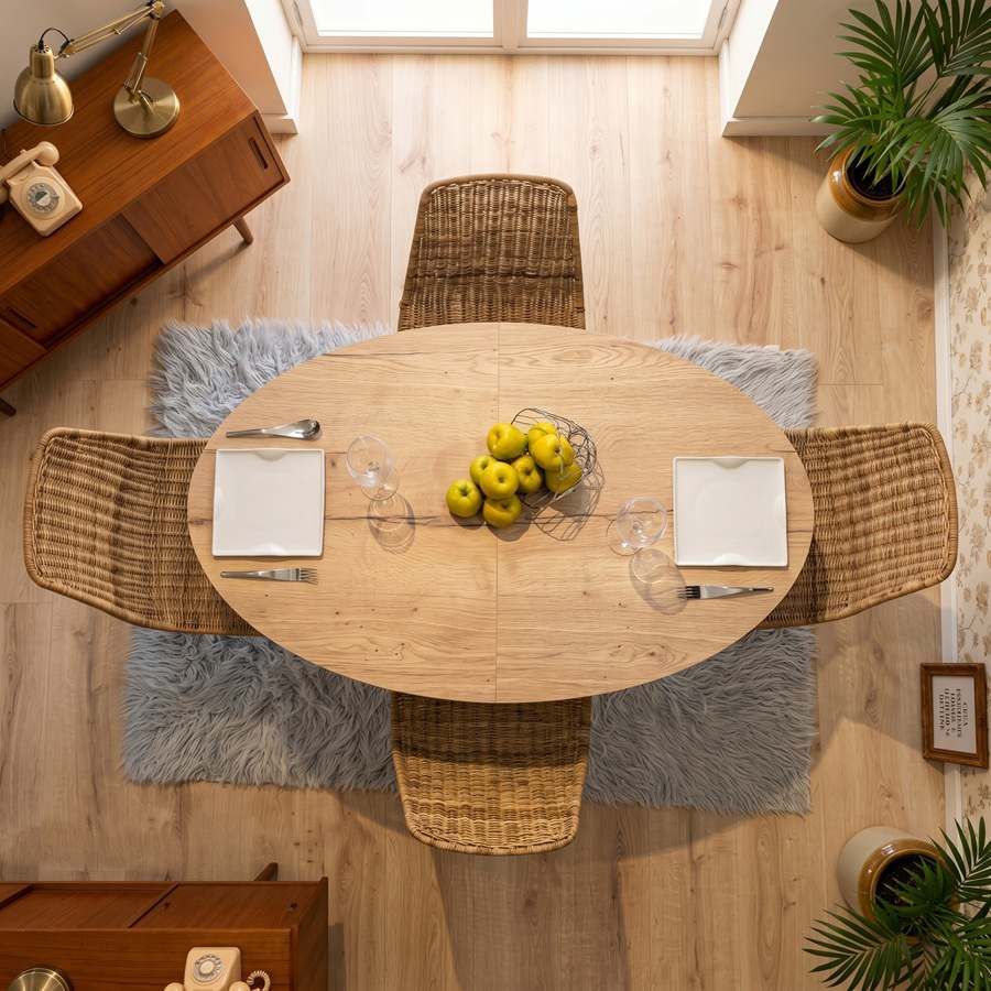 table elliptique en bois