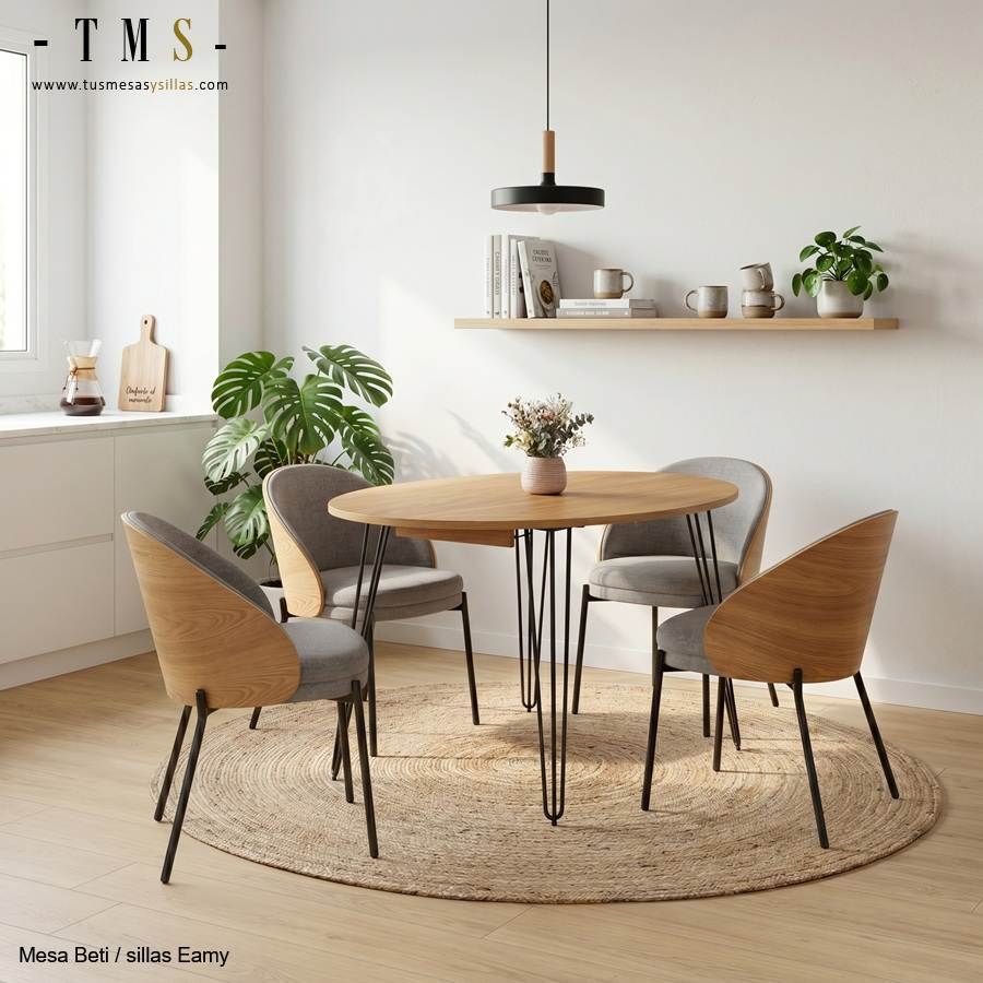 mesa ovalada y 4 sillas