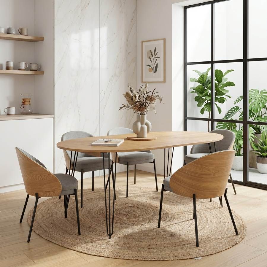 Table ovale extensible de style industriel Beti Table ovale extensible de style industriel Beti
