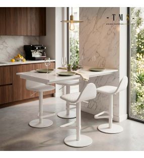 Tabouret haut blanc.