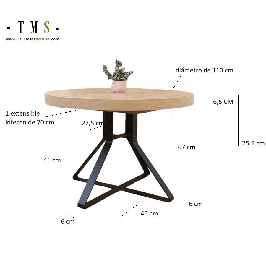 Tables à manger rondes extensibles avec pied en métal Ivy - 2 Tables à manger rondes extensibles avec pied en métal Ivy - 2