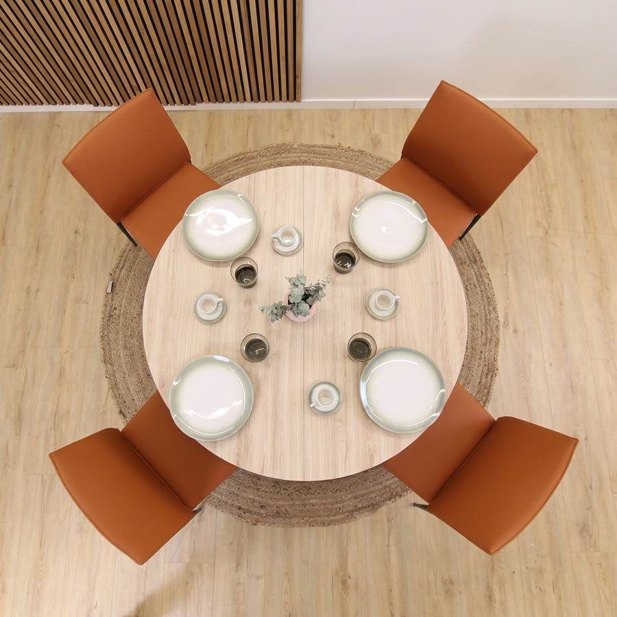 Mesas redondas comedor extensible con pie de metal Hiedra - 2 Mesas redondas comedor extensible con pie de metal Hiedra - 2