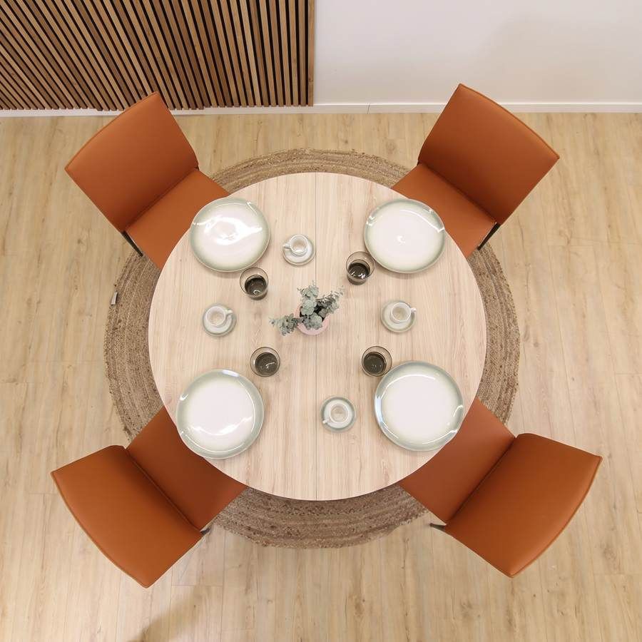 Tables à manger rondes extensibles avec pied en métal Ivy - 2 Tables à manger rondes extensibles avec pied en métal Ivy - 2