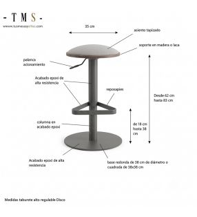 Taburete funcional para barra.