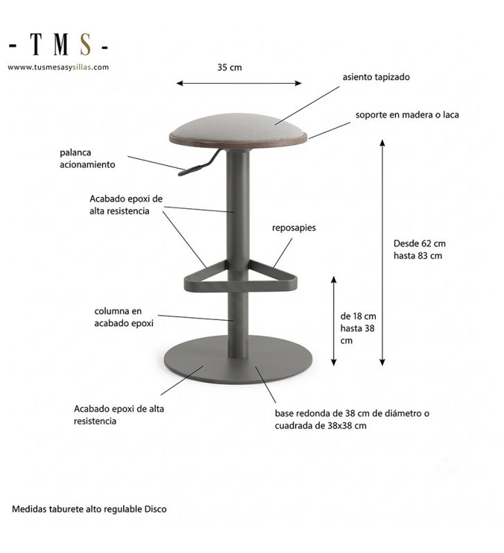 Taburete funcional para barra.
