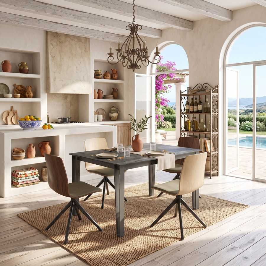 Osaka, mesa extensible de estilo industrial con encimera en porcelanico - 1 Osaka, mesa extensible de estilo industrial con encimera en porcelanico - 1
