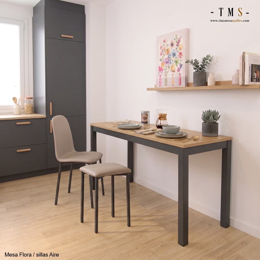 Table longue et étroite Flora, profondeurs de 45, 50, 55, 60 cm