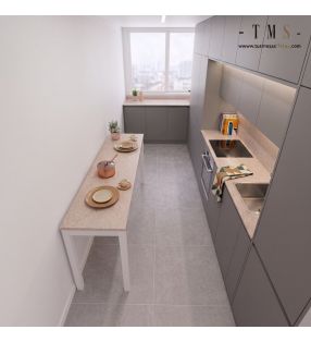 table de cuisine fixée au mur