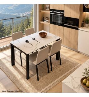 table extensible avec plateau en céramique