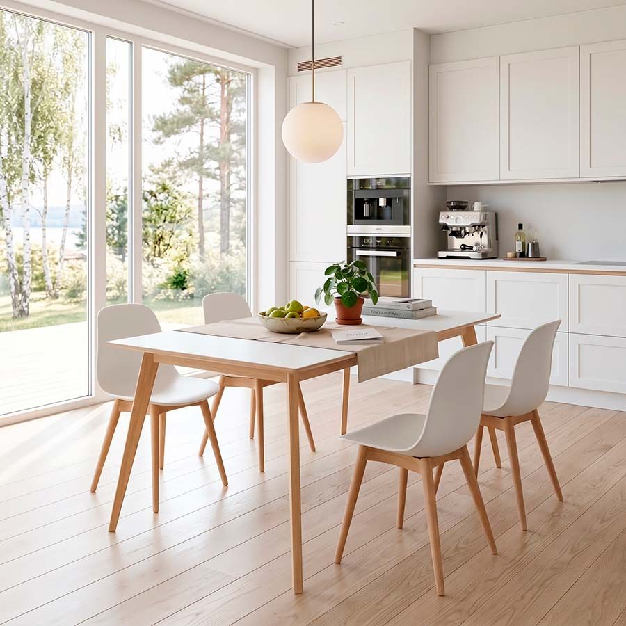 Table Lira extensible, pieds bois inclinés, plan Fenix