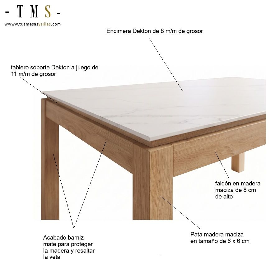 Table avec plateau en Dekton pour cuisines élégantes Table avec plateau en Dekton pour cuisines élégantes
