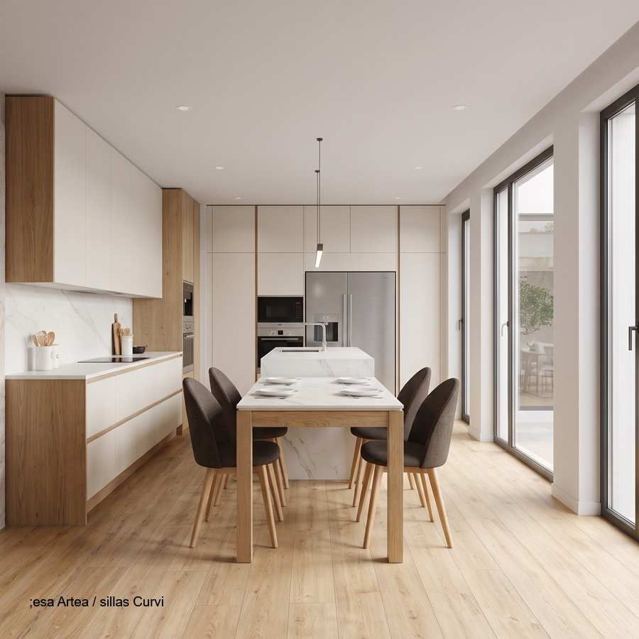 Table avec plateau en Dekton pour cuisines élégantes Table avec plateau en Dekton pour cuisines élégantes