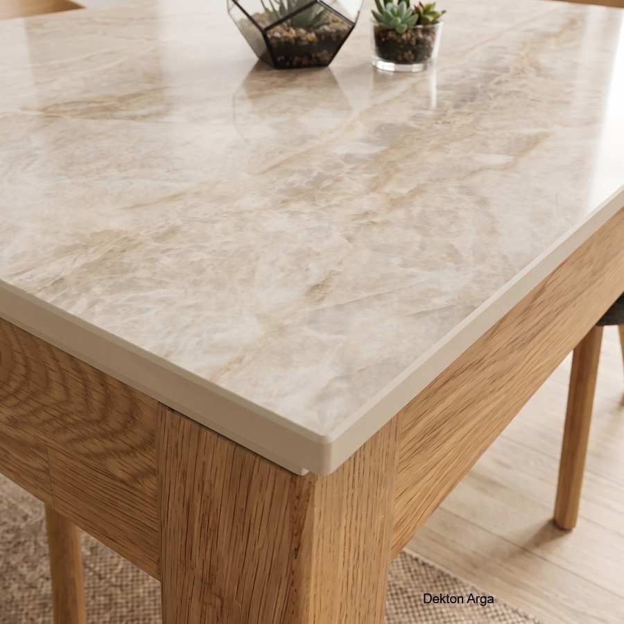 Table avec plateau en Dekton pour cuisines élégantes Table avec plateau en Dekton pour cuisines élégantes