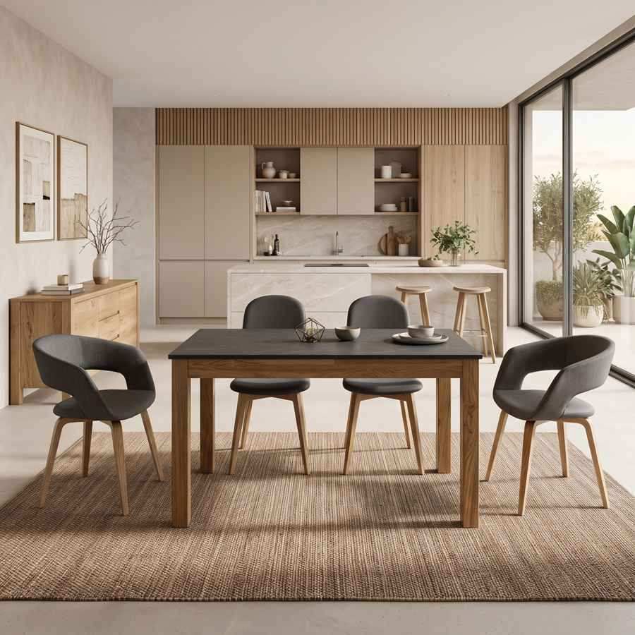 Table avec plateau en Dekton pour cuisines élégantes Table avec plateau en Dekton pour cuisines élégantes