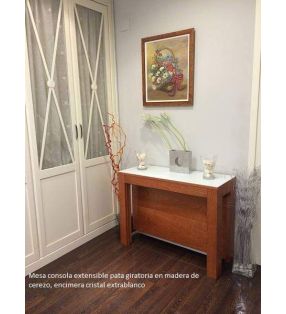mesa consola extensible pata giratoria comedor extensible hasta 3 m  en madera y laca