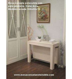 mesa consola extensible pata giratoria comedor extensible hasta 3 m  en madera y laca