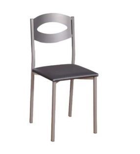 silla de cocina tapizada Gomera en acero y blanca