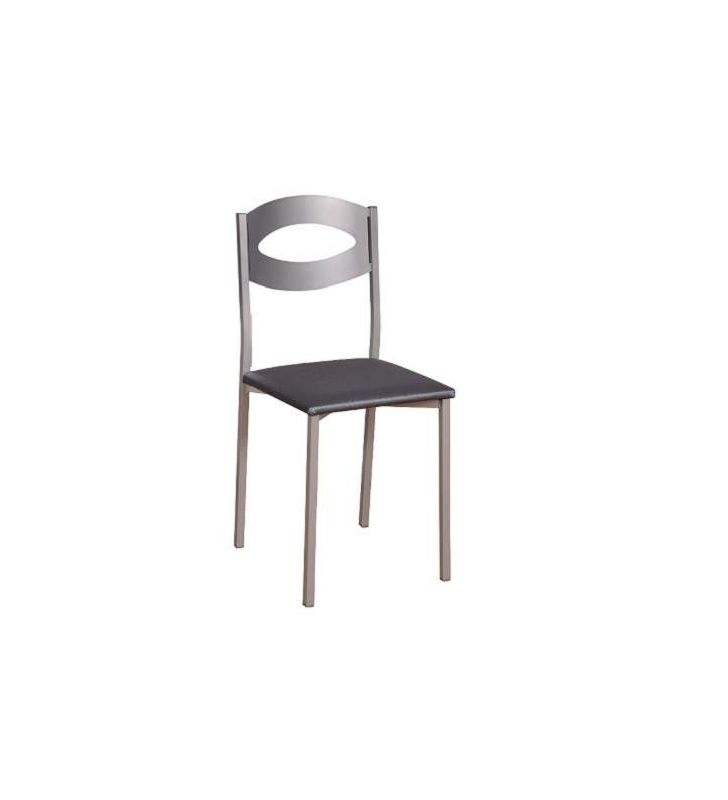 silla de cocina tapizada Gomera en acero y blanca