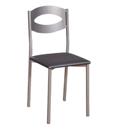 silla de cocina tapizada Gomera en acero y blanca