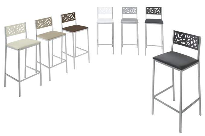 Taburete alto fijo Kiss tapizado y con respaldo