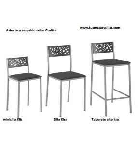 Taburete alto fijo Kiss tapizado y con respaldo