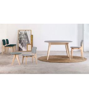 Mesa redonda extensible de cocina o comedor de diseño nórdico Mikado