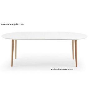 mesa ovalada Oakland extensible de estilo nordico para cocina o comedor