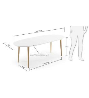 mesa ovalada Oakland extensible de estilo nordico para cocina o comedor