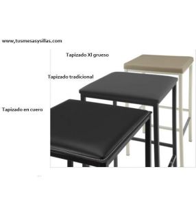 Taburete bajo tapizado Stilo en tela y cuero