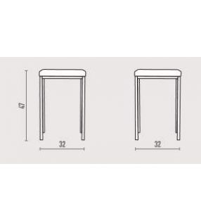 Taburete bajo tapizado Stilo en tela y cuero