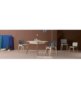 Mesa redonda extensible de cocina o comedor de diseño nórdico Mikado