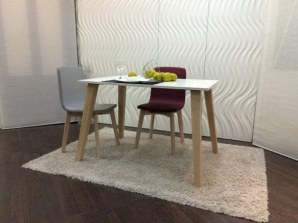 Mesa fija Abob encimera cristal y patas en madera de cocina y comedor