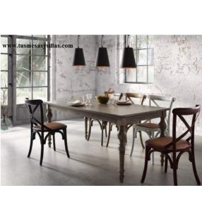 Silla clasica Vintage con aspas Silea en madera y blanca