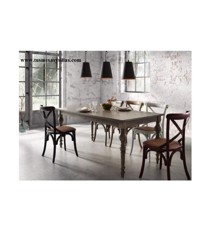 Silla clasica Vintage con aspas Silea en madera y blanca
