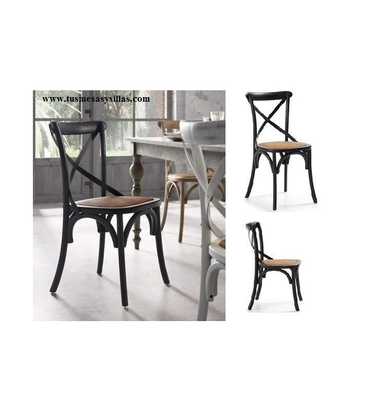Silla clasica Vintage con aspas Silea en madera y blanca