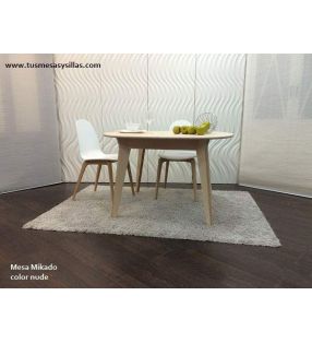Mesa redonda extensible de cocina o comedor de diseño nórdico Mikado