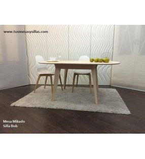 Mesa redonda extensible de cocina o comedor de diseño nórdico Mikado