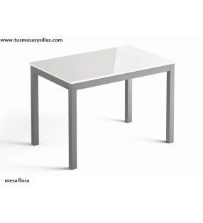 Mesa de cocina extensible Flora encimera cristal