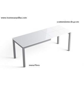 Mesa de cocina extensible Flora encimera cristal