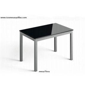 Mesa de cocina extensible Flora encimera cristal