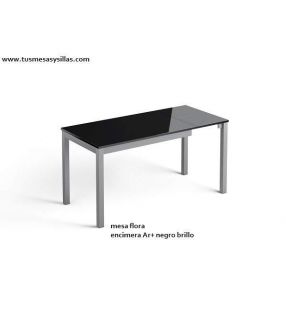 Mesa de cocina extensible Flora encimera cristal