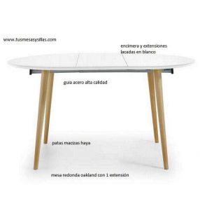 Mesa redonda Oakland de estilo nordico 120 cm